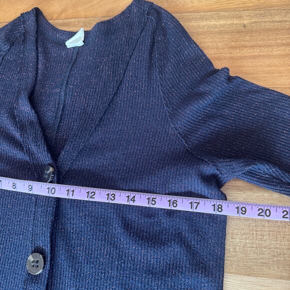 Free People We The Free Ribbed Sparkly Cardigan Duster Lightweight Long Sweater - Picture 12 of 14